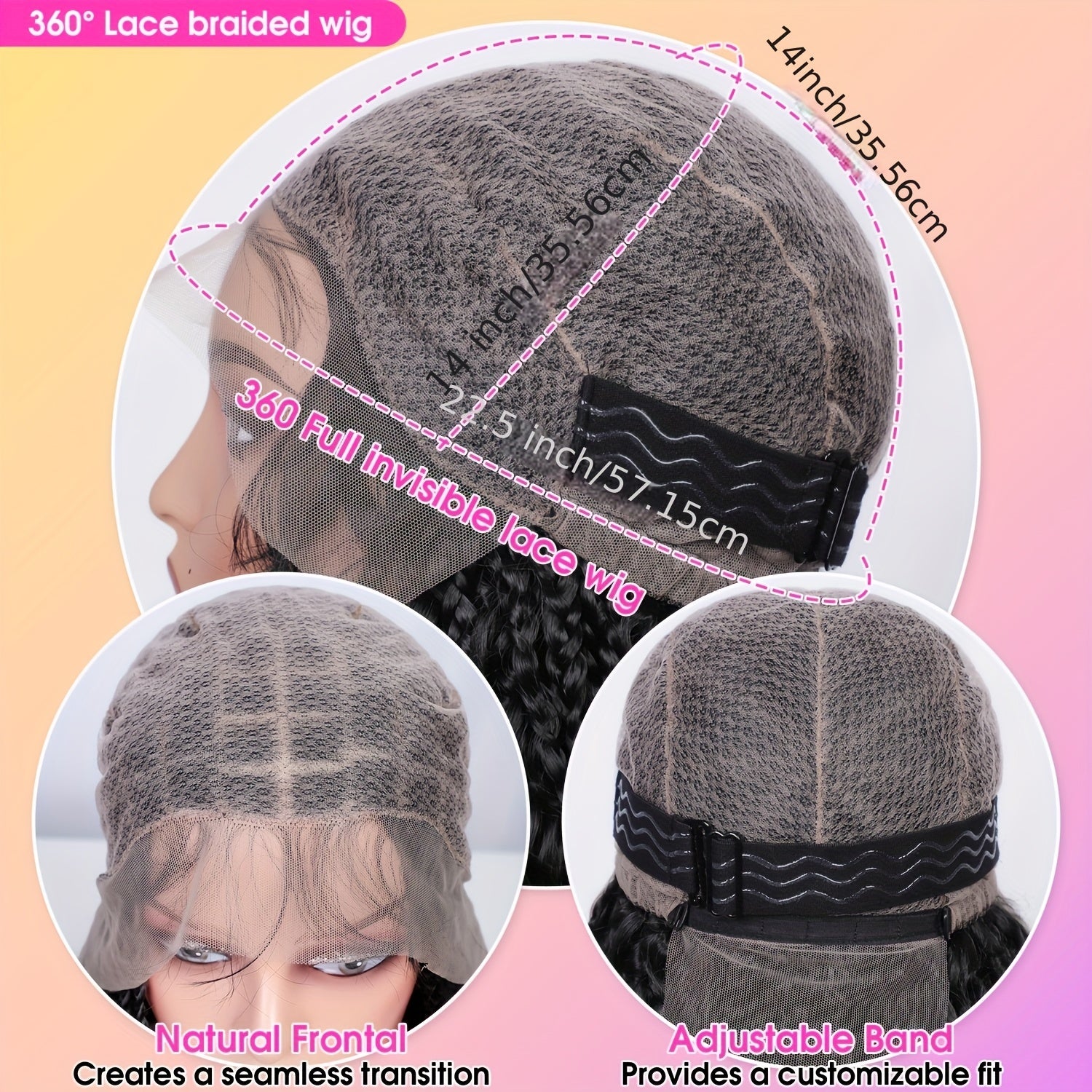 36 Inch Knotless Full Lace Bohemian Style Square Braid Wig - Curly Wave Synthetic Hair - Perfect for Black Women, Christmas, Date Nights & Birthday Parties - High-Quality Bohemian Goddess Braid Wig, Best for Christmas